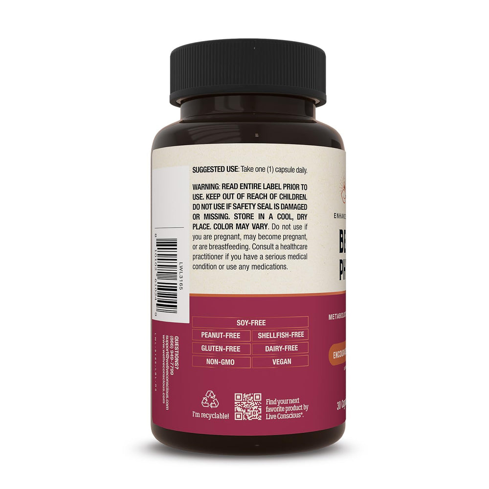 Live Conscious Berberine Phytosome inset graphic communicates metabolic support potential.