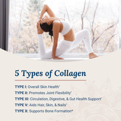 Label close-up highlights five collagen types in Beyond Collagen.
