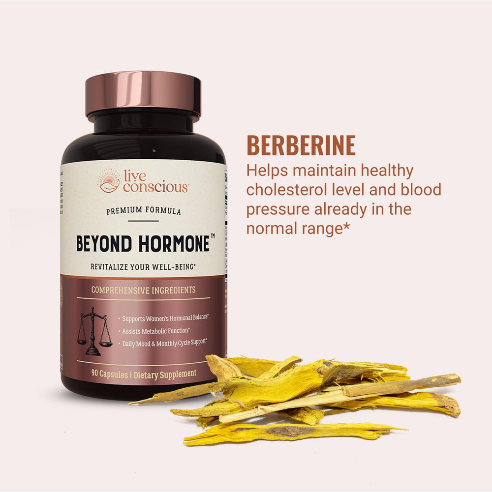 Live Conscious Beyond Hormone capsules ready for daily wellness routine.