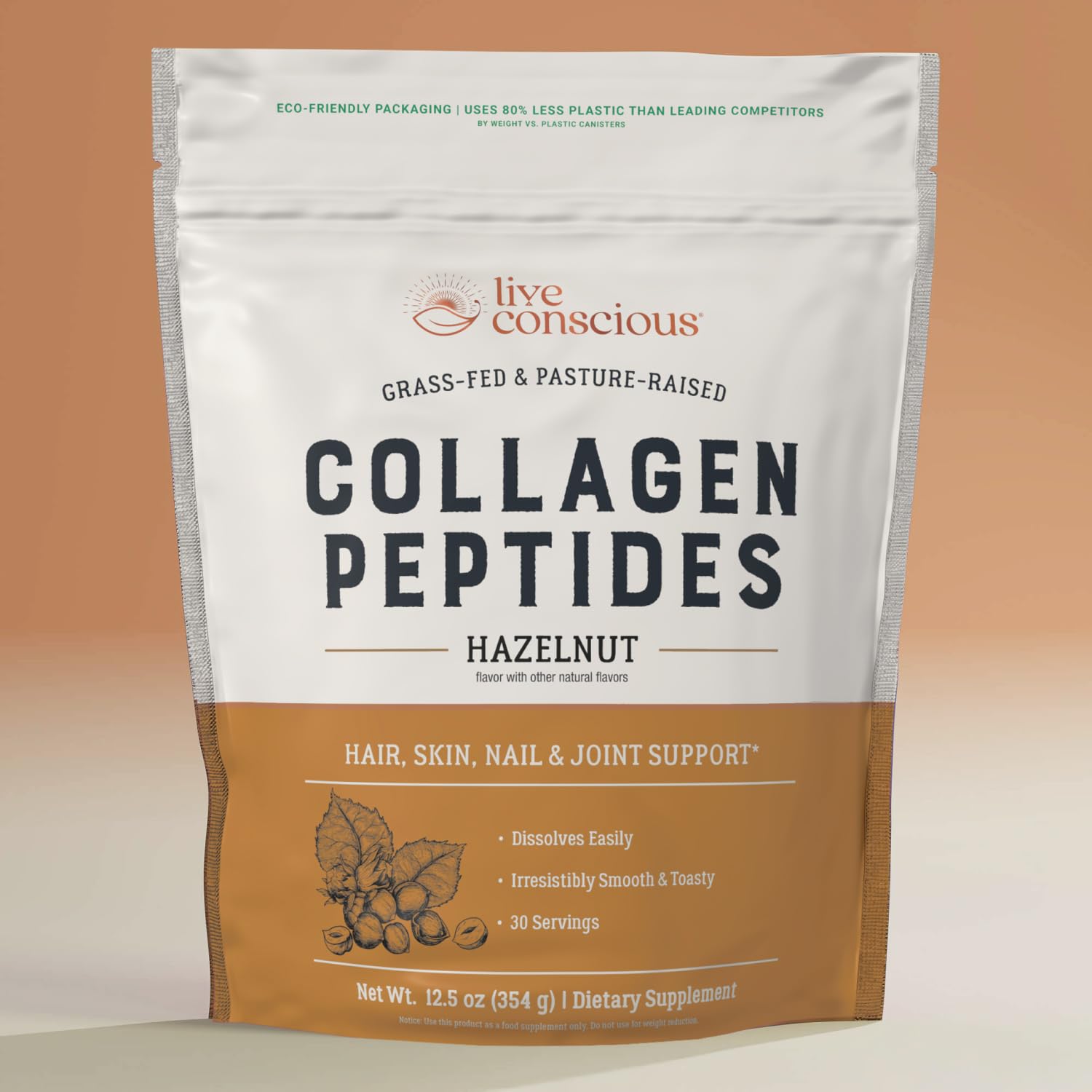 Live Conscious Collagen Peptides Hazelnut – convenient daily wellness routine