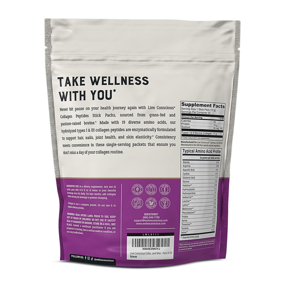 Live Conscious Collagen Peptides joint support scene suggests daily mobility.