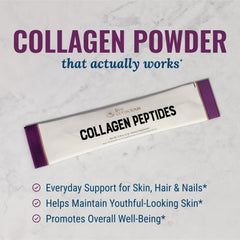 Live Conscious Collagen Peptides packets twist-open for on-the-go use.