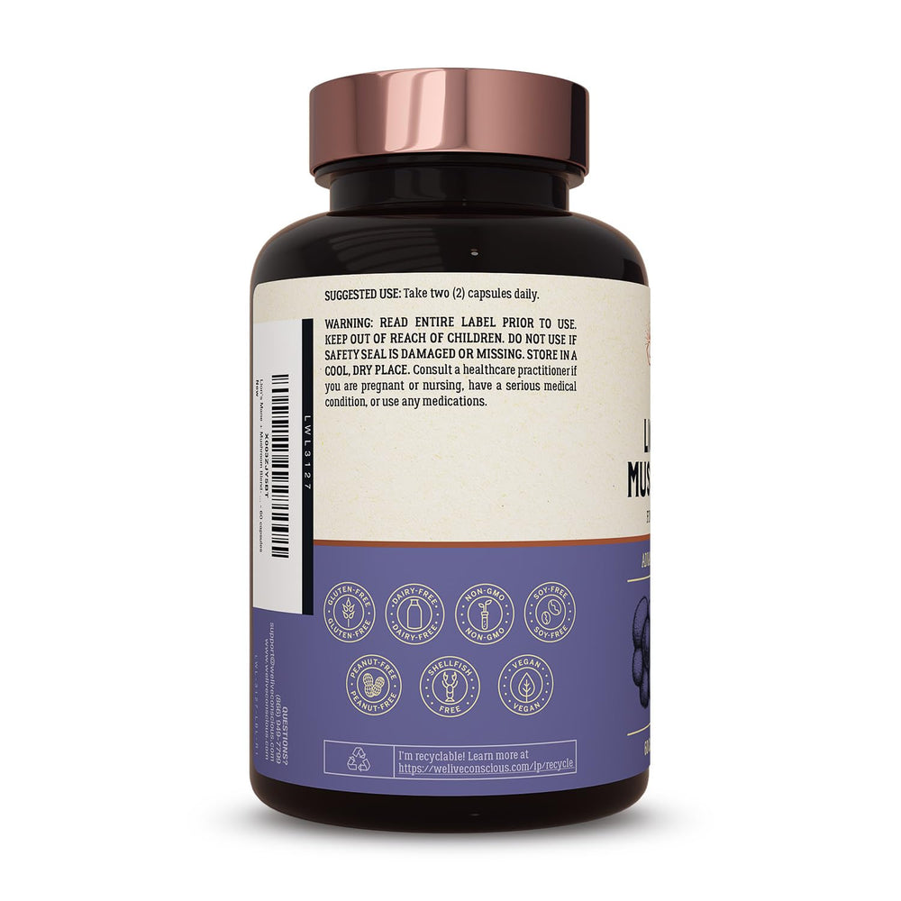 Live Conscious Lions Mane bundle illustrating immune support and gut health.