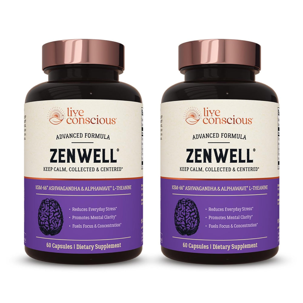 Live Conscious ZenWell KSM-66 Ashwagandha bottle front for stress support