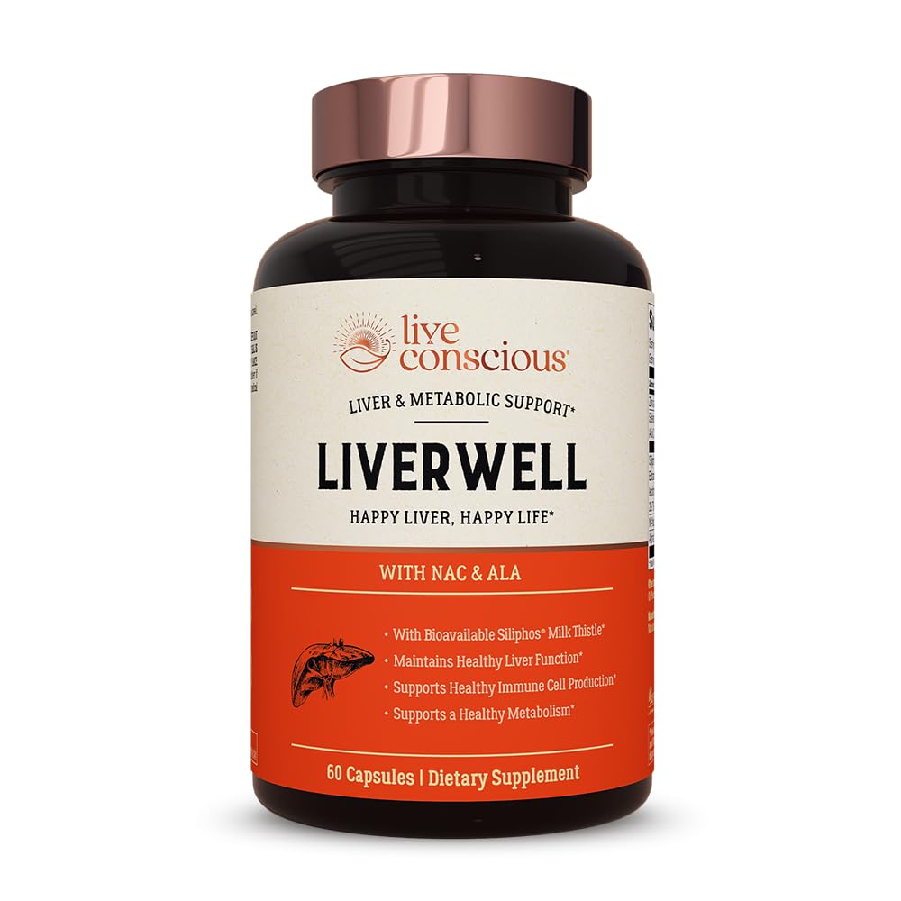 Live Conscious LiverWell bottle front view for liver support and antioxidant benefits