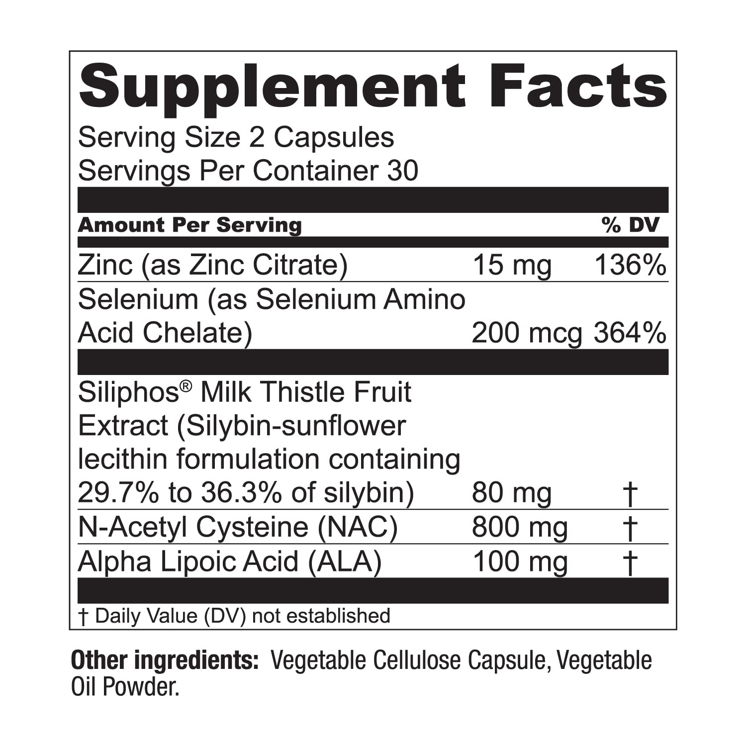 Live Conscious LiverWell ingredient blend featuring NAC, ALA, zinc, and selenium