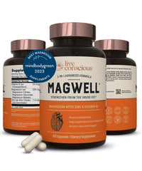 Live Conscious MagWell label detail lists magnesium forms malate glycinate and citrate.