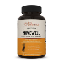 Live Conscious MoveWell bottle front view for everyday joint support and mobility.
