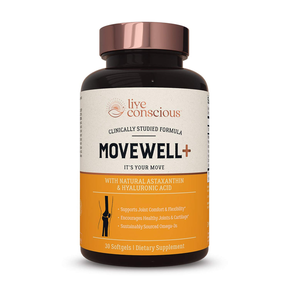 MoveWell Plus Antarctic Krill Oil bottle highlighting joint support and daily activity