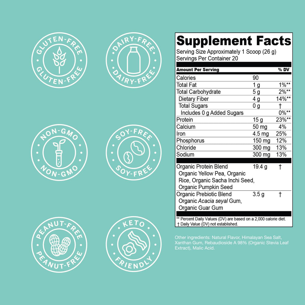 Live Conscious Vanilla Dream vegan protein brand label emphasizes plant-based nutrition.