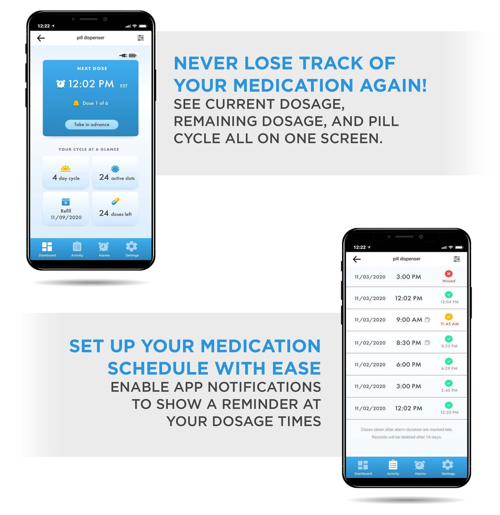 Live Fine 28-day capacity keeps pills organized with fewer refills.