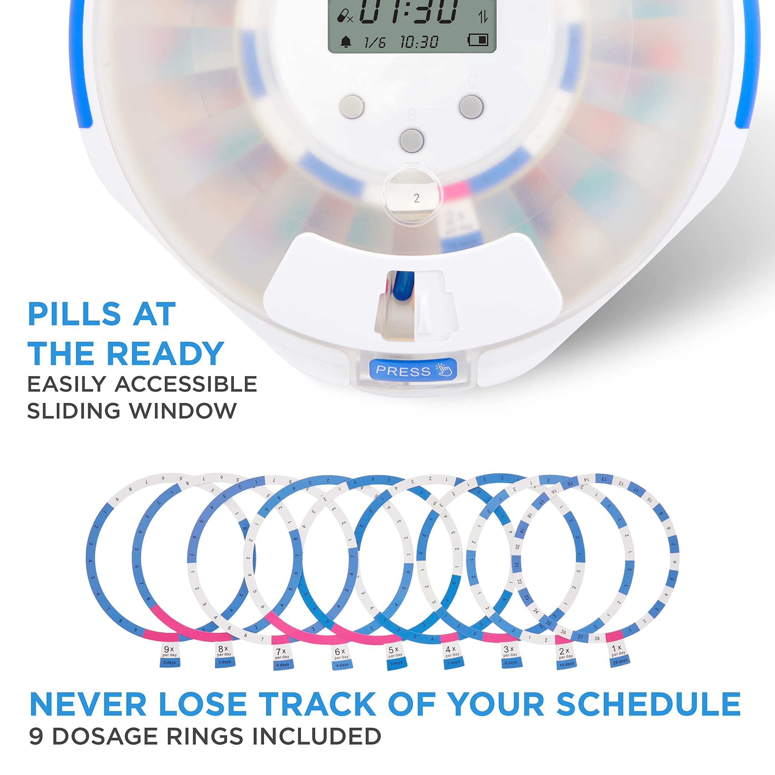 Live Fine adjustable alarms offer customizable tones and volume.