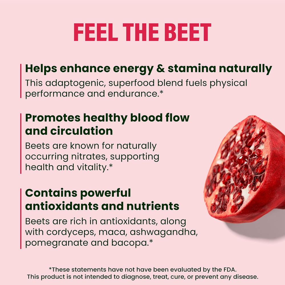 LIVE IT UP Feel The Beet smoothie pour suggests versatile, tasty mixing.