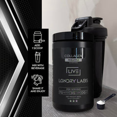 LIVE LGNDRY LABS collagen powder active-lifestyle use in smoothies.