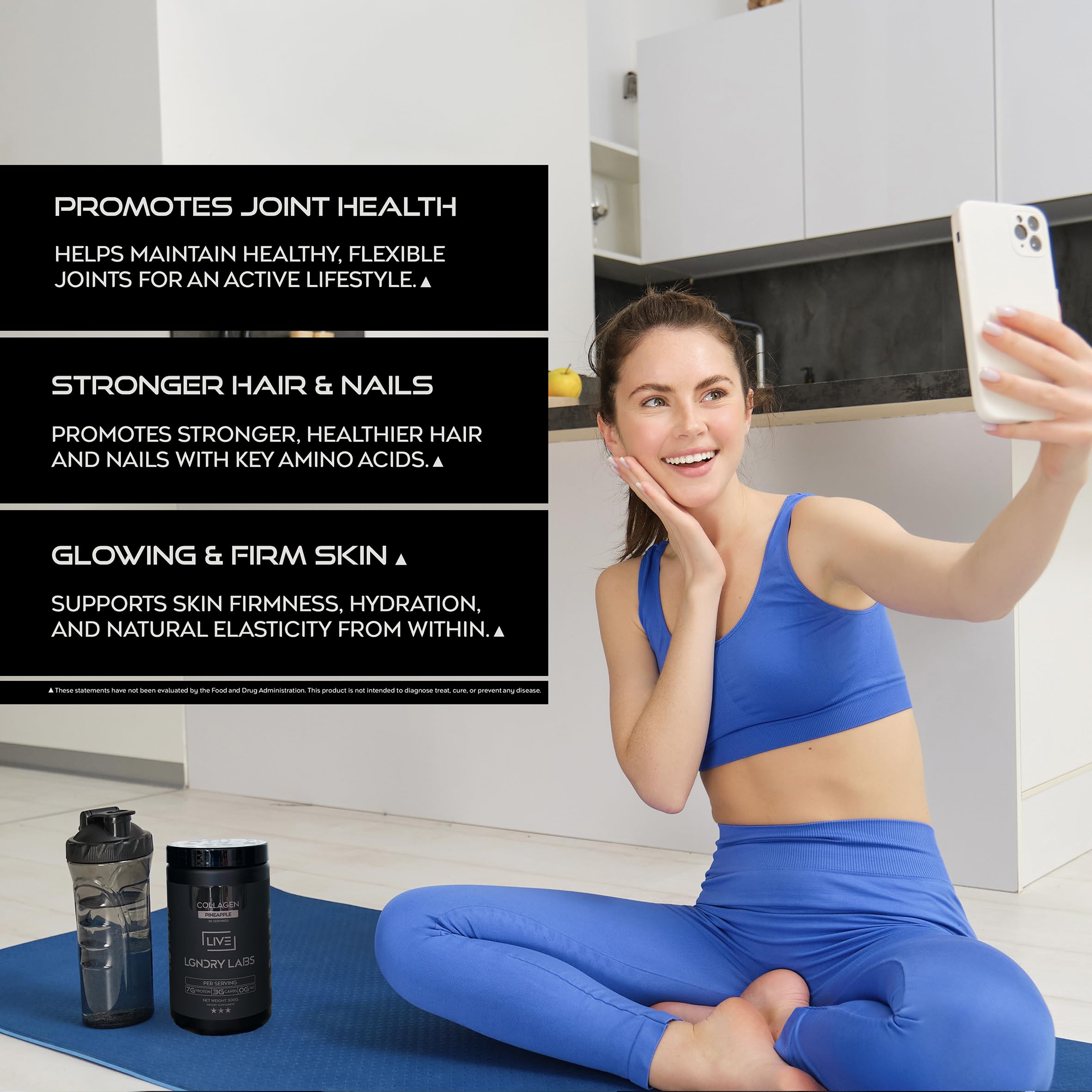 LIVE LGNDRY LABS collagen powder scoop for precise 7 g serving.