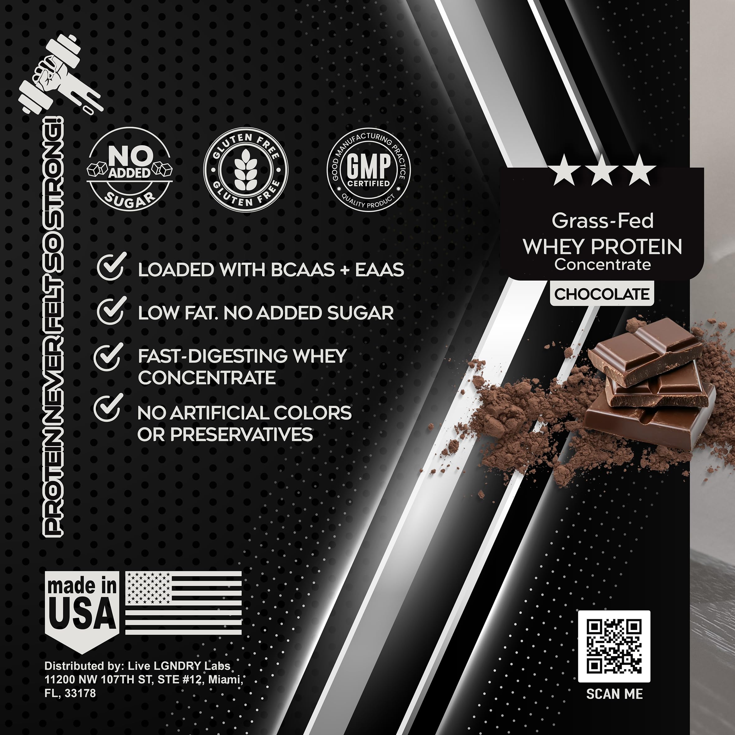 LIVE LGNDRY LABS Organic Non-GMO ingredients panel on whey label
