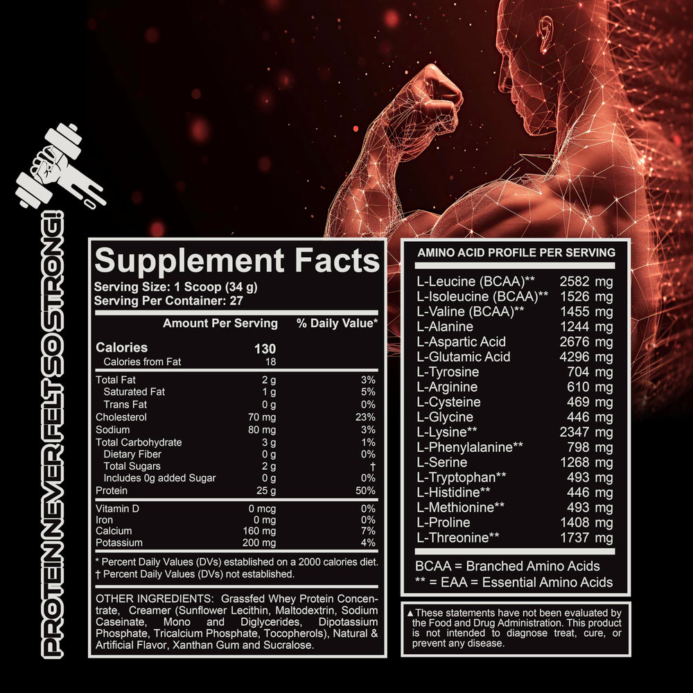 LIVE LGNDRY LABS grass-fed whey label highlights purity and high protein value for recovery.