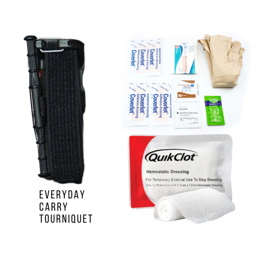 Live The Creed EDC Pocket Trauma Kit black ETQ tourniquet close-up