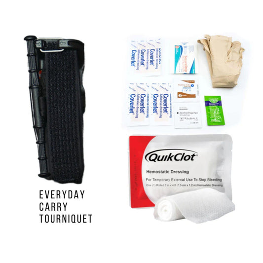 Live The Creed EDC Pocket Trauma Kit black ETQ tourniquet close-up