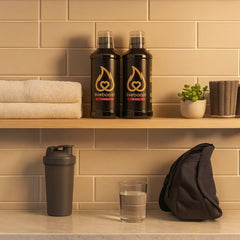 LIVEBOOST on-the-go use bottle demonstrates shake-and-drink portability.