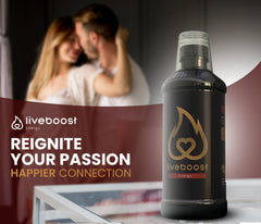 LIVEBOOST ingredients panel reveals botanical blend for vitality support.