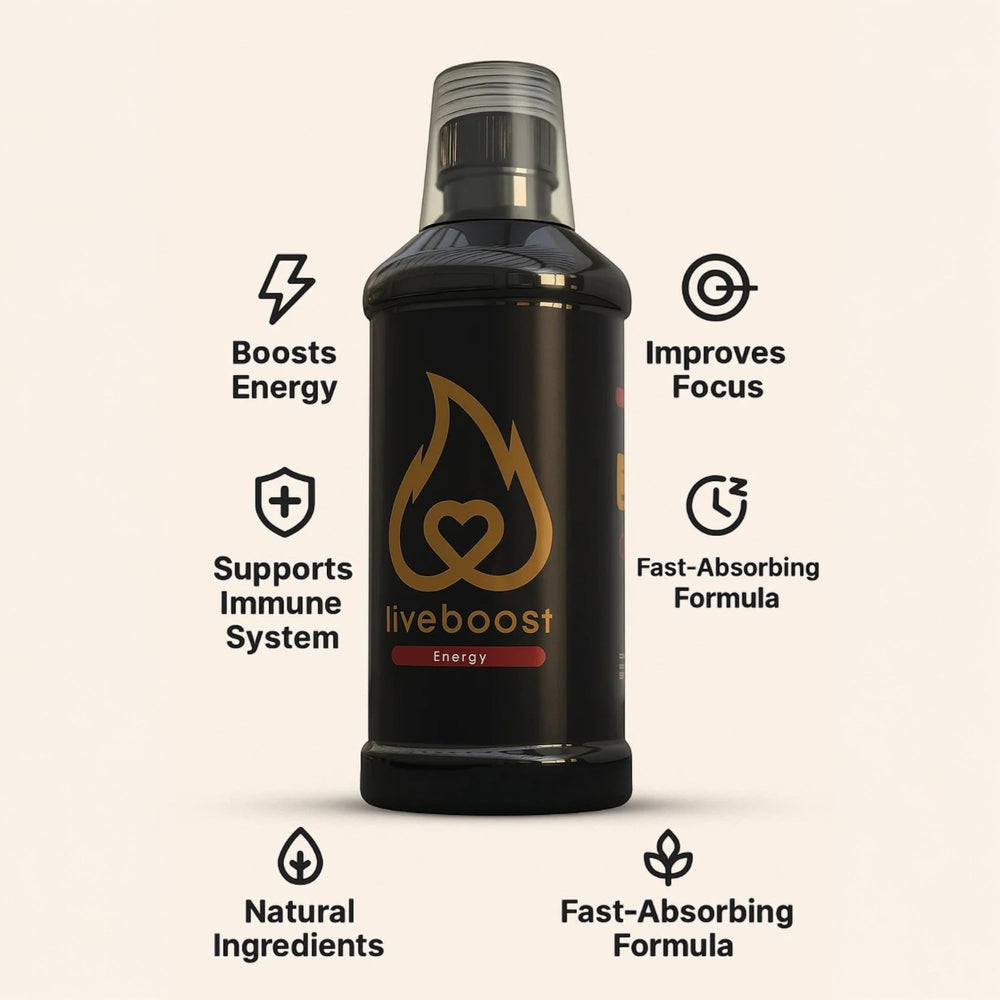 LIVEBOOST wellness formula bottle highlights immune-support nutrients.