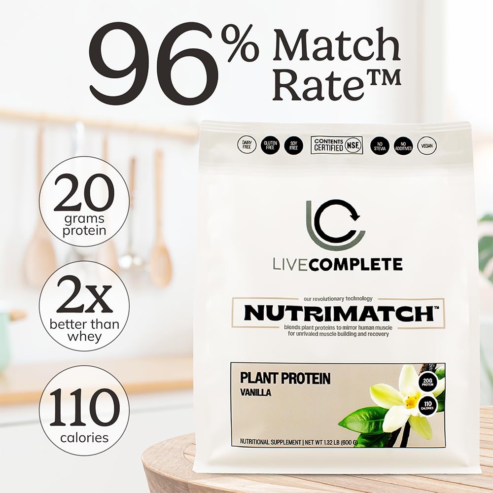 LiveComplete NutriMatch Vanilla powder with vanilla beans hints at natural flavor.