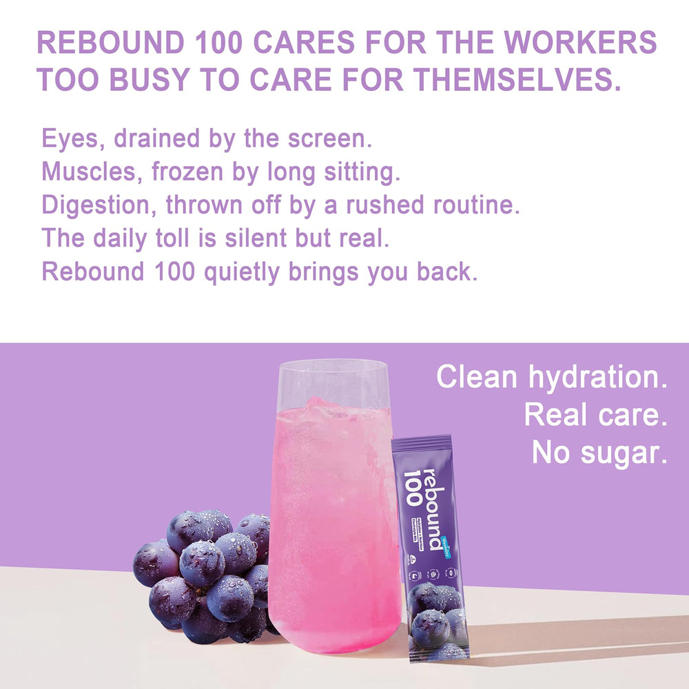 Liveen Rebound 100 bottle label highlights electrolytes and lutein