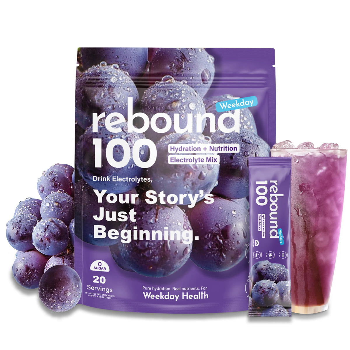 Liveen Rebound 100 stick-pack front for on-the-go hydration