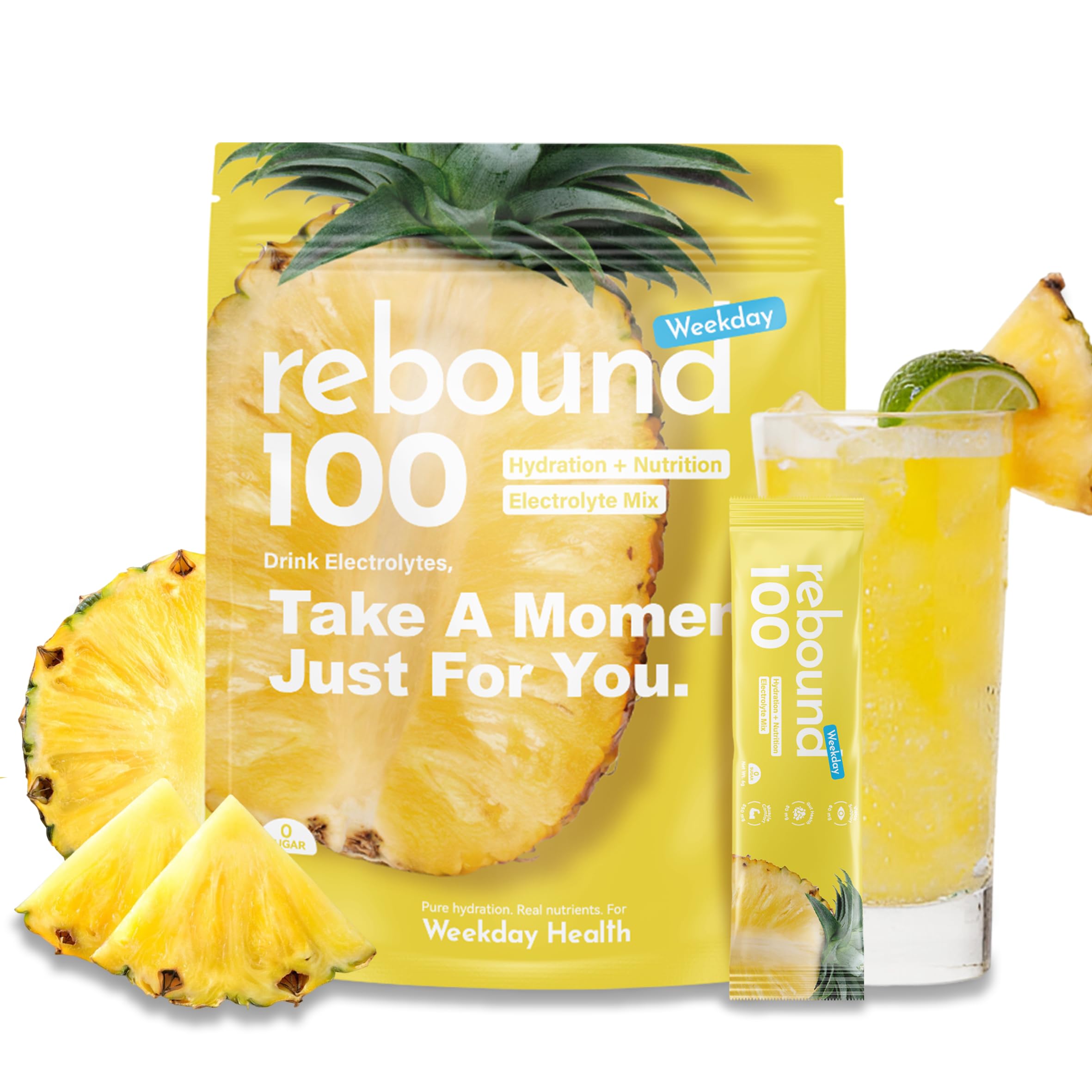 Liveen Rebound 100 stick-pack hero for quick on-the-go hydration.