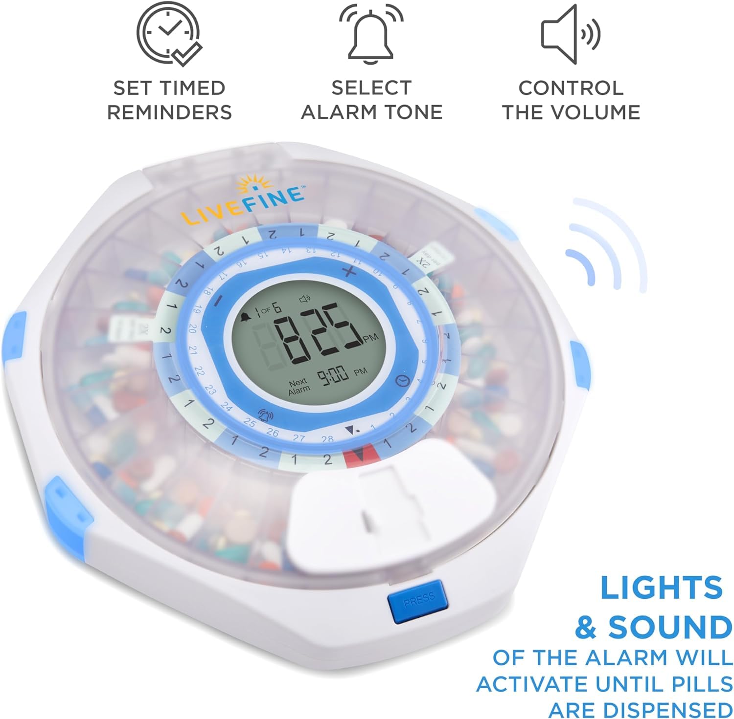 LiveFine locking key cover prevents unauthorized access to medications