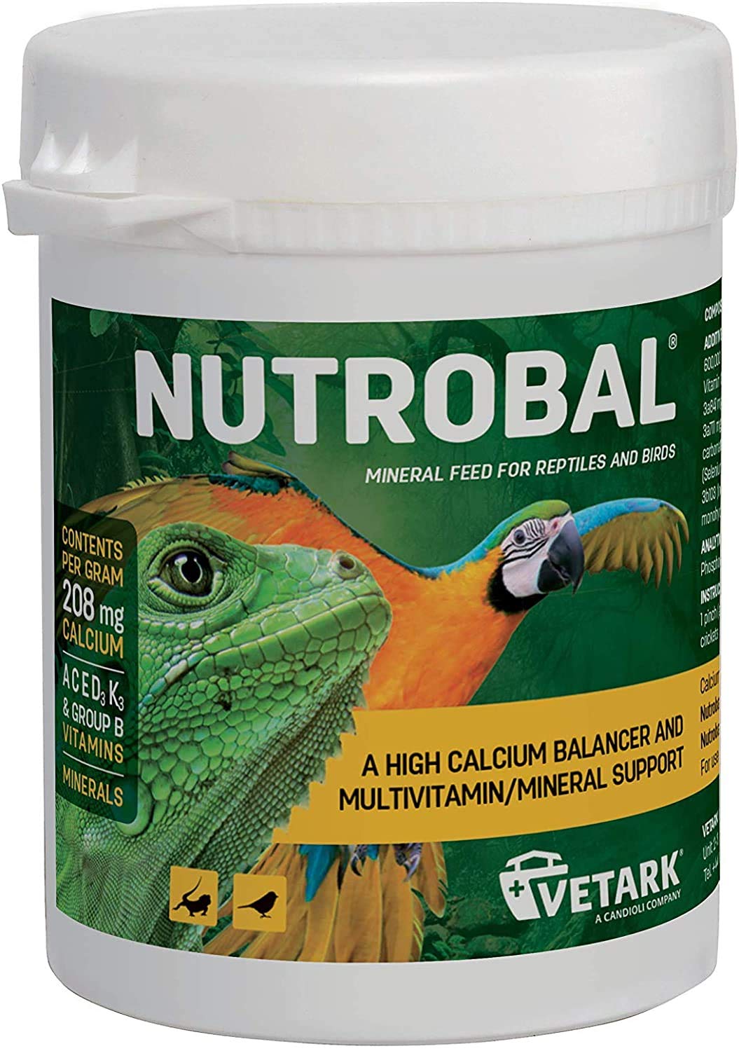Livefoods-4-u Nutrobal calcium balancer powder dusted on reptile food for calcium balance
