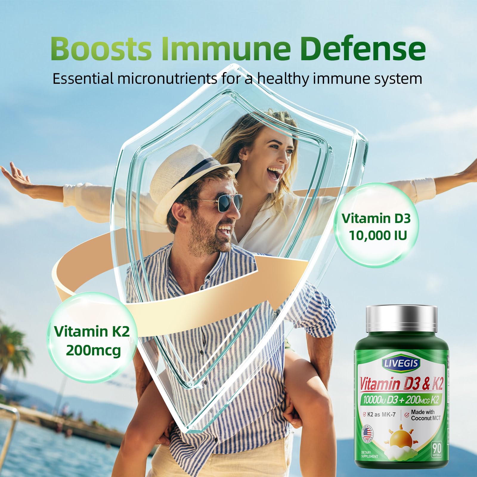 LIVEGIS Vitamin-D3-K2 non-gmo label communicates purity.