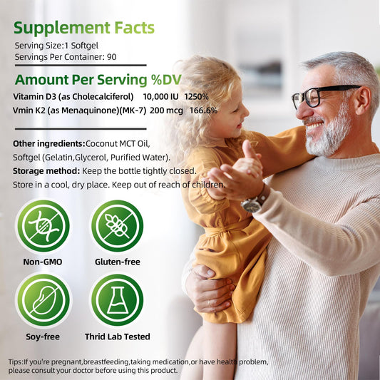 LIVEGIS Vitamin D3 K2 softgels pour highlights easy swallows and quick dosing.