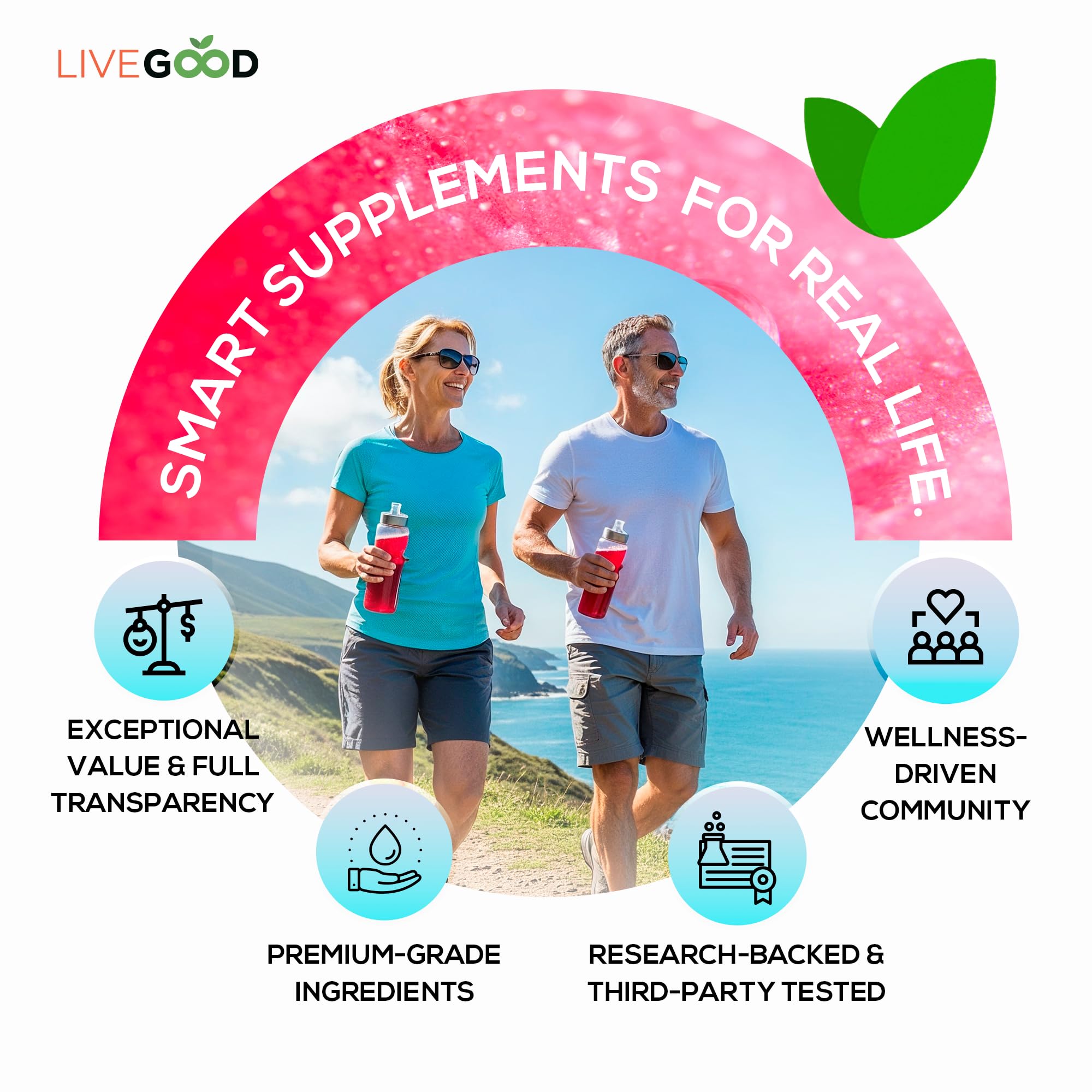LiveGood E3 daily-use routine setup on a workout bag.
