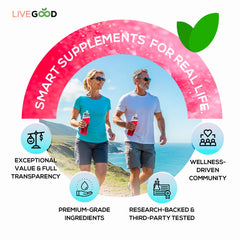 LiveGood E3 daily-use routine setup on a workout bag.