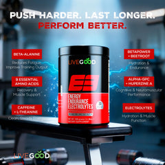 LiveGood E3 endurance gym scene suggests longer stamina potential.