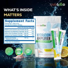 LIVEGOOD Electrolyte Powder mineral blend scoop ready to mix for daily hydration.