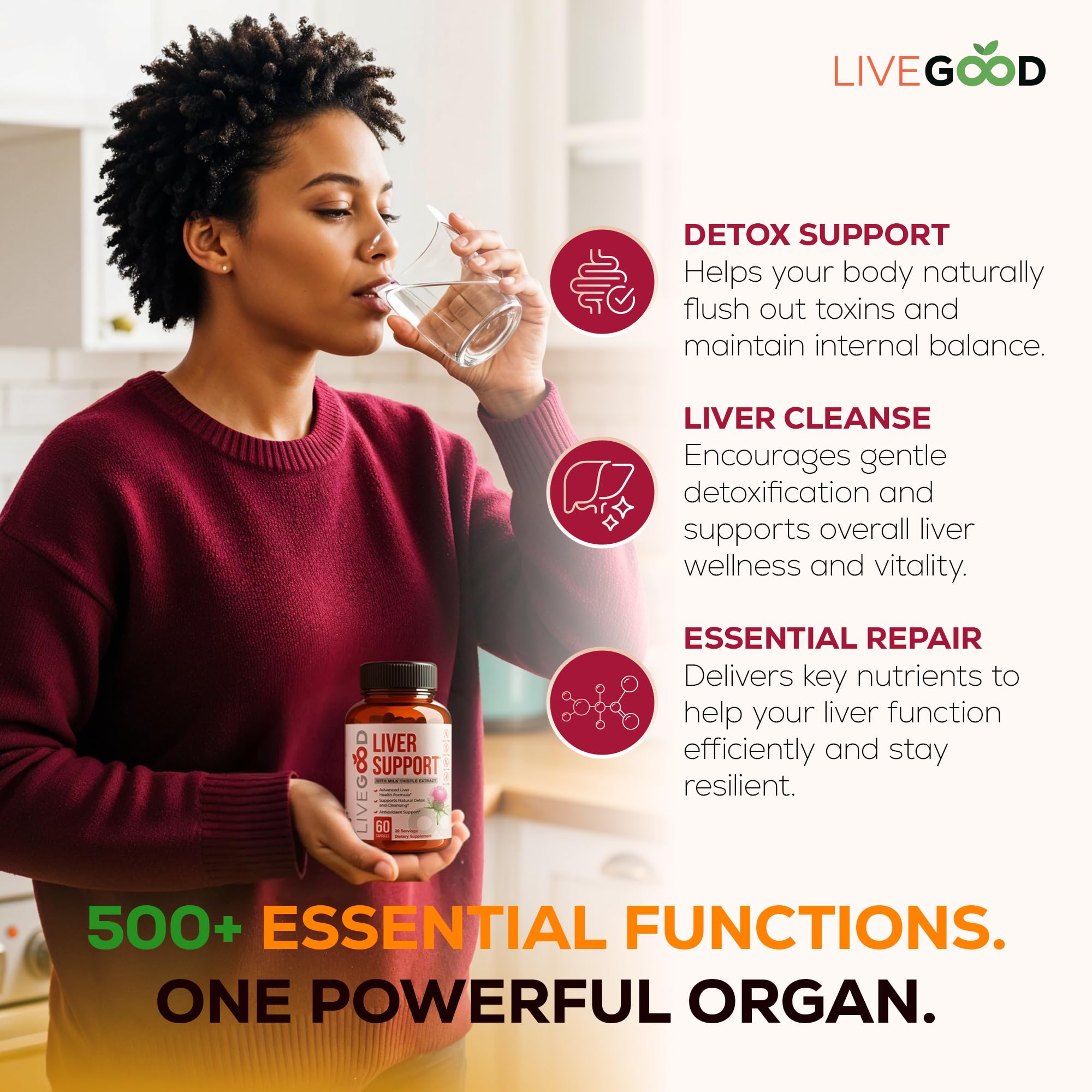 LIVEGOOD Liver Support with dandelion and turmeric signals natural detox and digestion support
