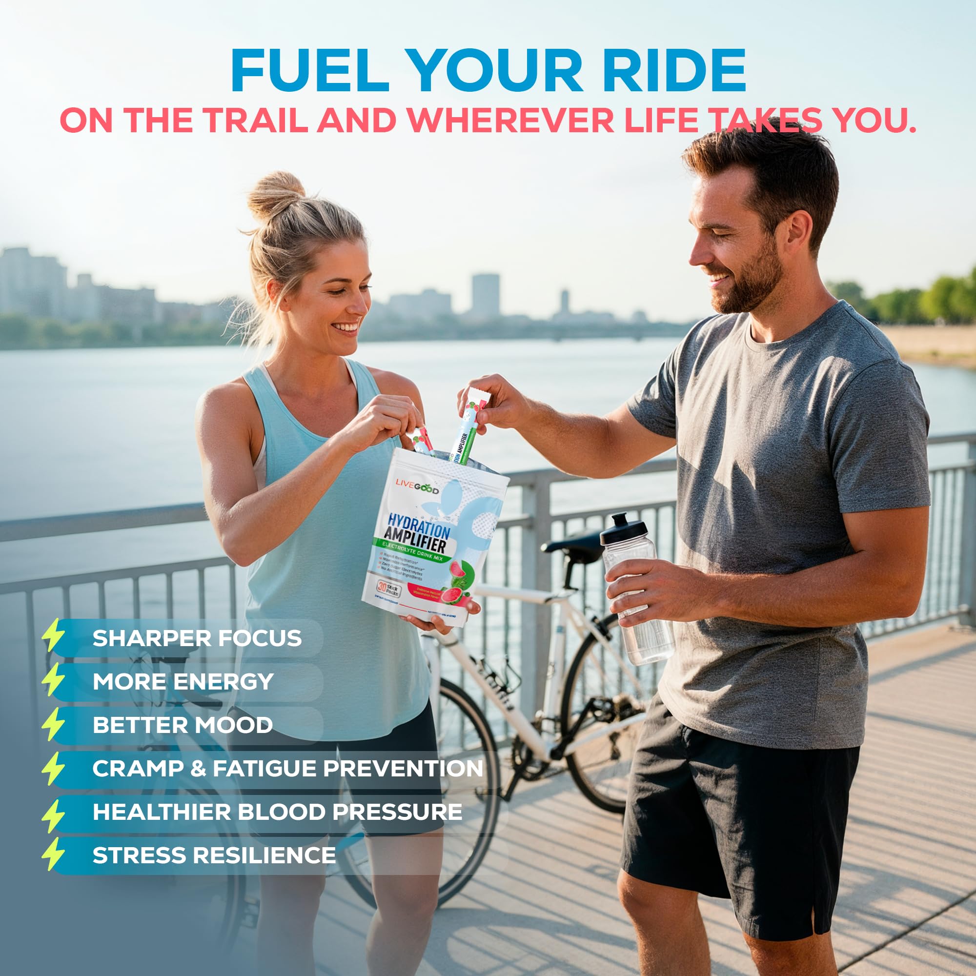 LiveGood Oral Rehydration Therapy Drink Mix for travel or heat recovery.
