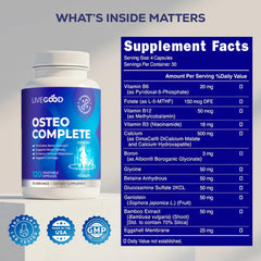 LiveGood Osteo Complete bottle front shows trusted USA made formula