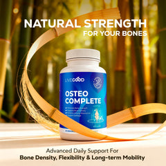 LiveGood Osteo Complete capsules closeup highlighting absorbable calcium blend
