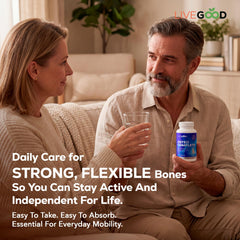 LiveGood Osteo Complete daily use scene suggests consistent joint support