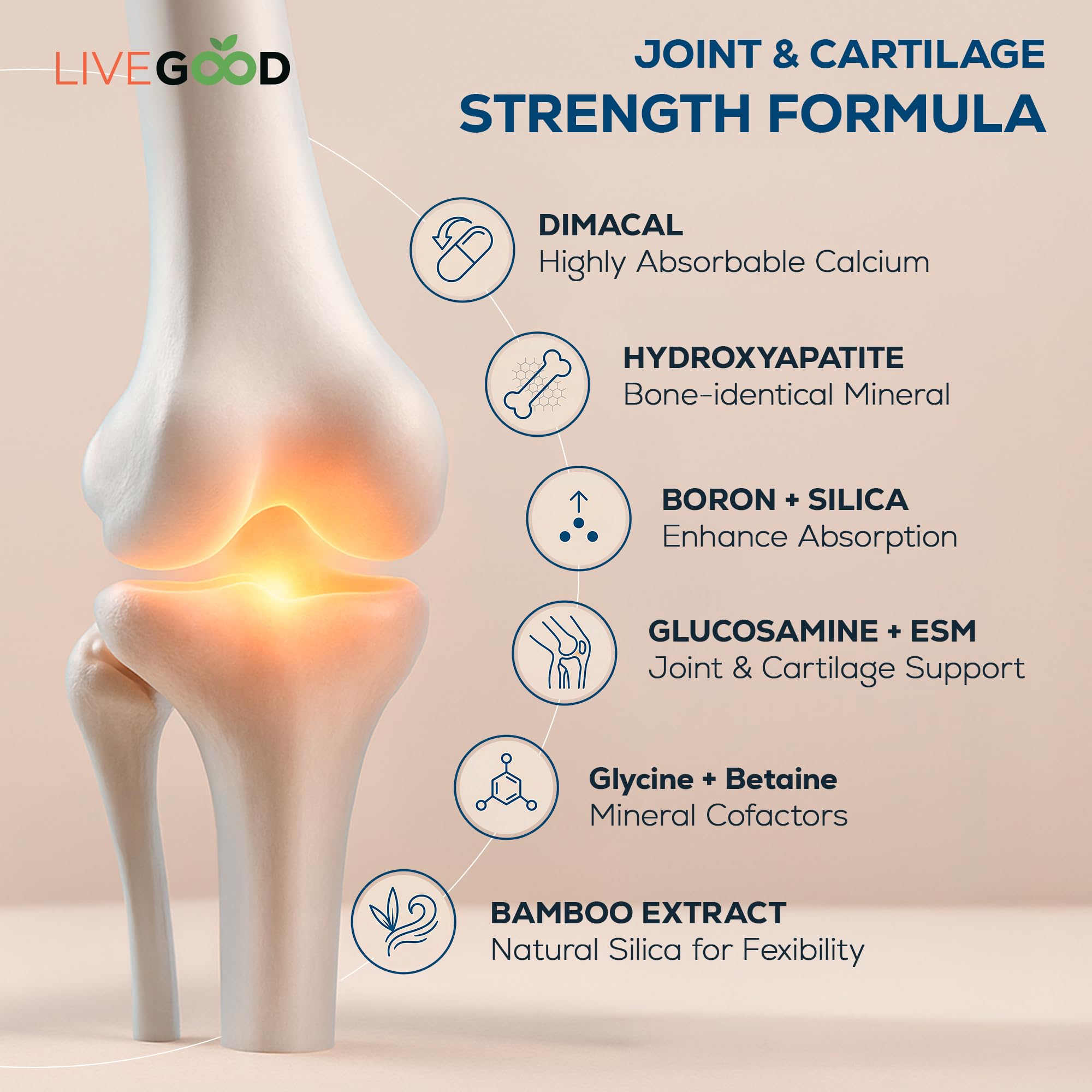 LiveGood Osteo Complete label view communicates premium quality and value