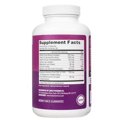 LIVELY VITAMIN CO. Elderberry Boom capsules closeup for easy daily immune support.