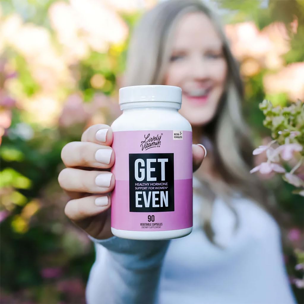 Lively Vitamin Co Get Even lifestyle shot, suggesting smoother cycles and everyday vitality.