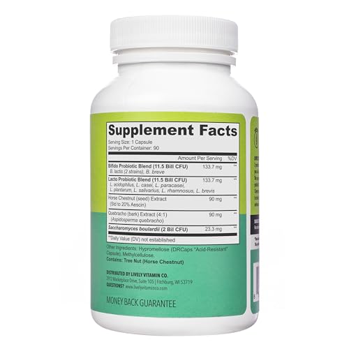 Close-up of delayed-release capsules from LIVELY VITAMIN CO Great Guts for targeted digestion.