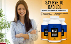 Open box of Less Cholest with capsules arranged neatly