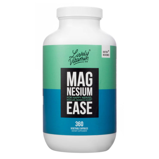 Lively Vitamin Co Magnesium Ease bottle on counter for daily support