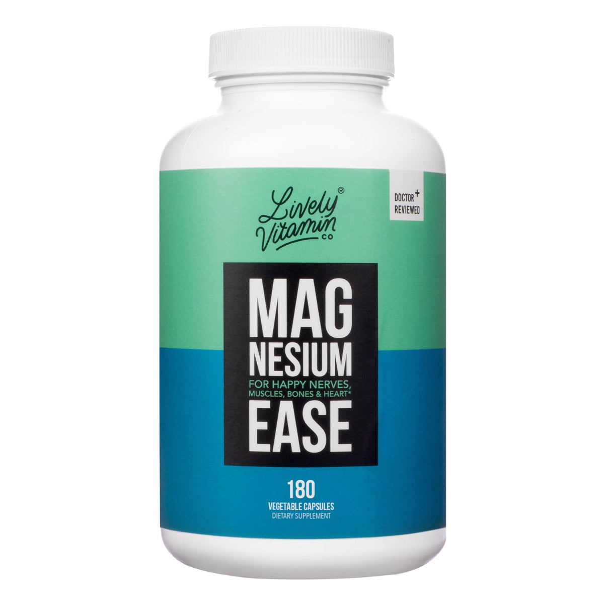 Lively Vitamin Co Magnesium Ease bottle with highly bioavailable magnesium for daily support.